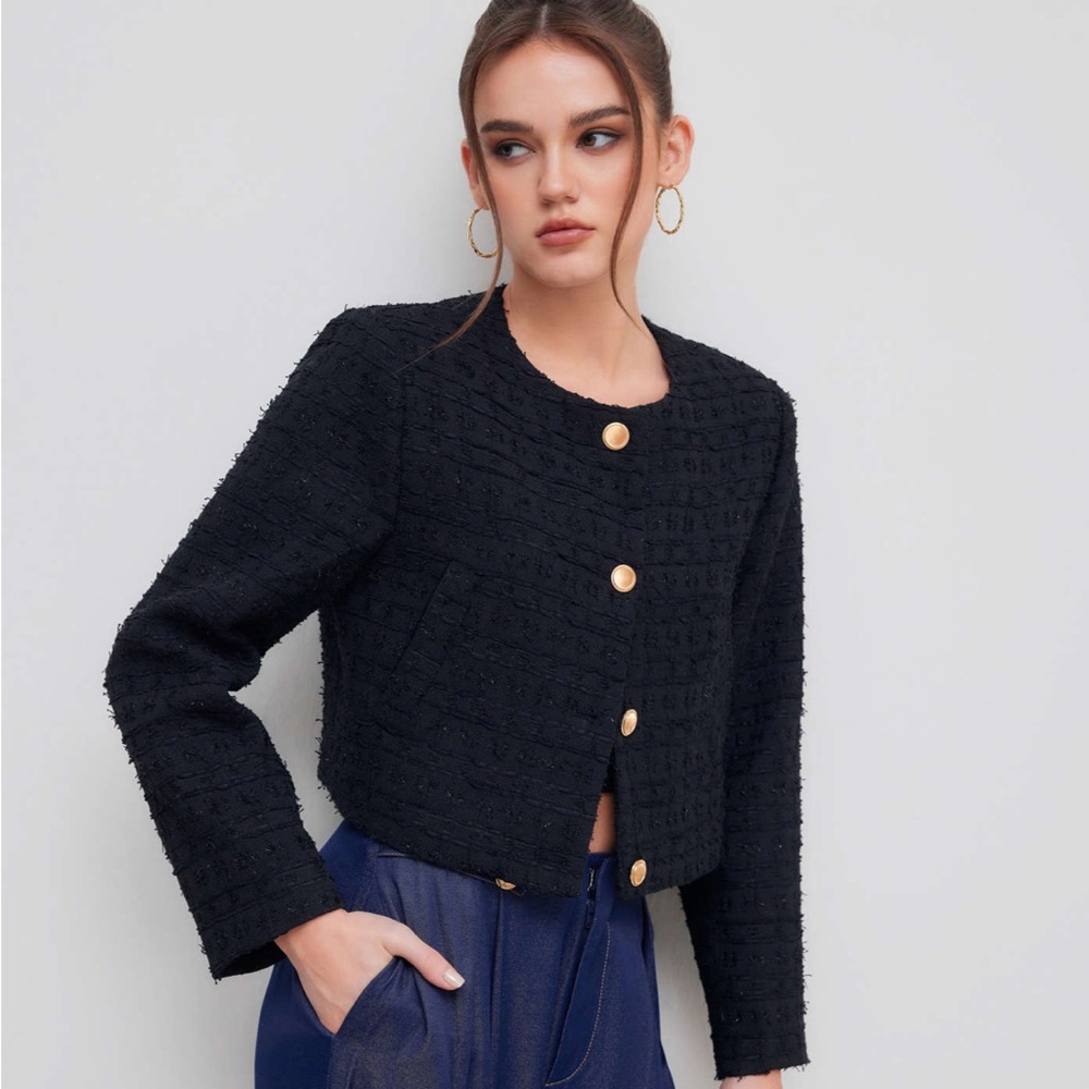 Tweed Round Neckline Jacket